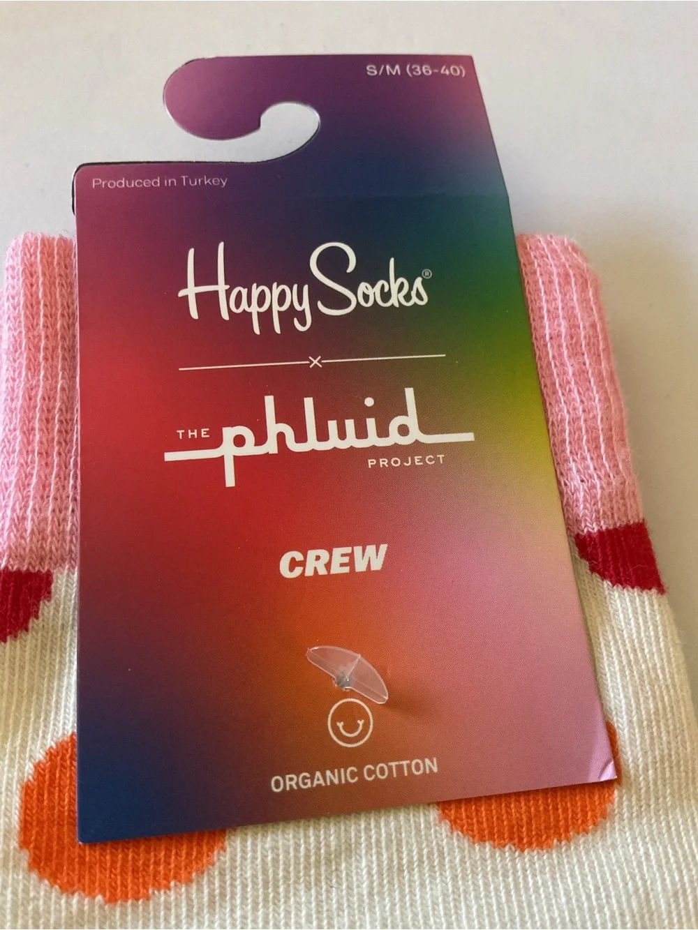 HAPPY SOCKS X PHLUID WOMENS COTTON CREW SOCKS POLKA DOT MULTI SIZE S/M NWT